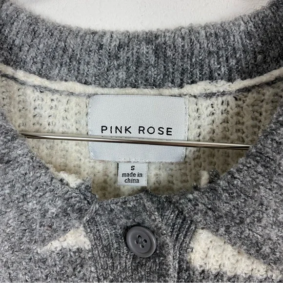 Pink Rose Gray & White Ribbed Collared Sweater - Picture 8 of 9